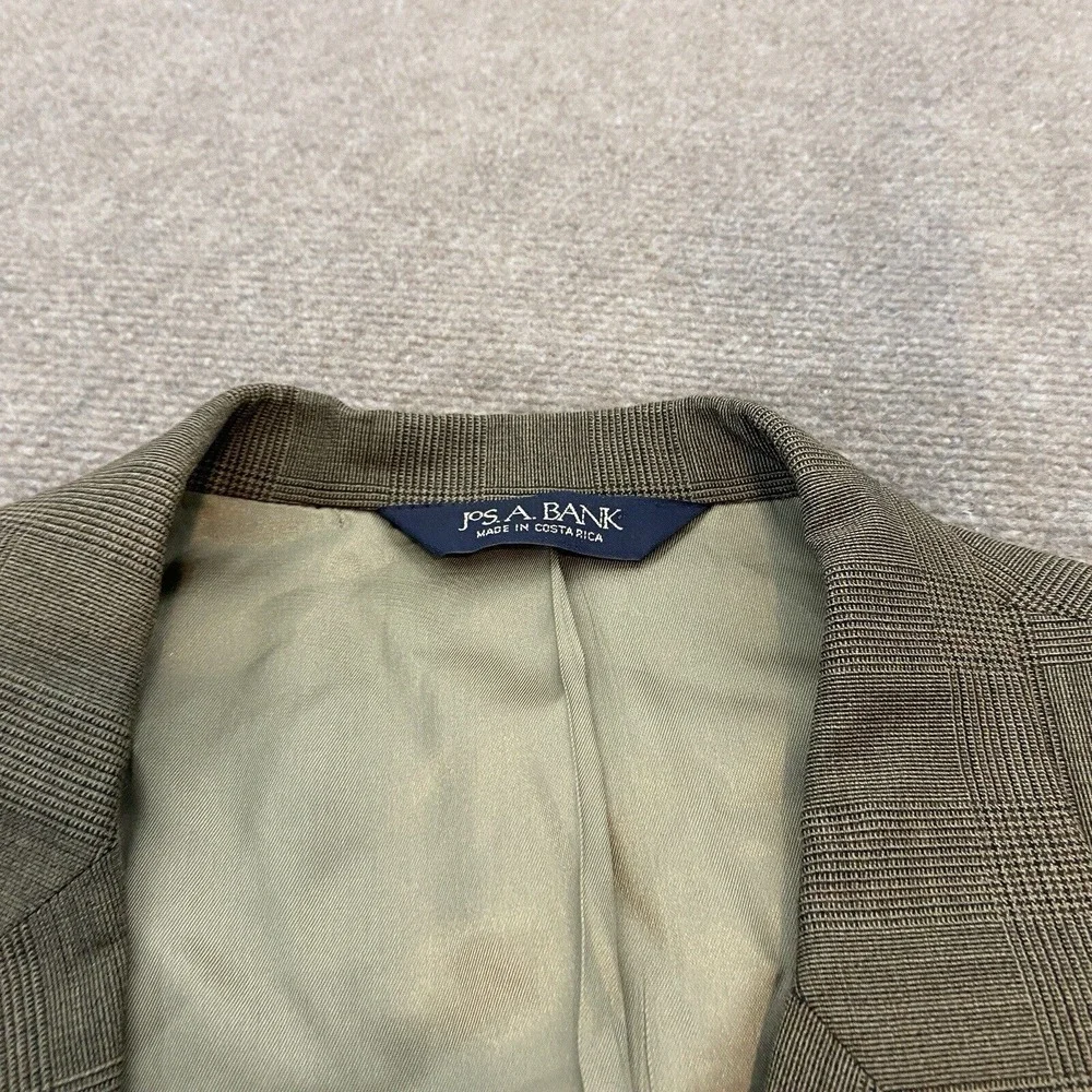 Jos A Bank Wool‎ Blazer Mens Size 43R Brown Plaid Two Button Sport Caot